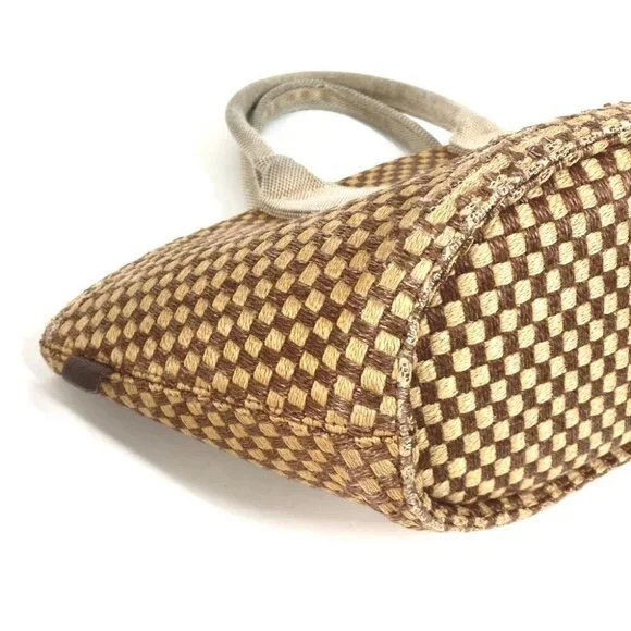 HERMES Panier Bus PM Bag Tote Bag Beach bag Hand Bag linen Beige/Brown